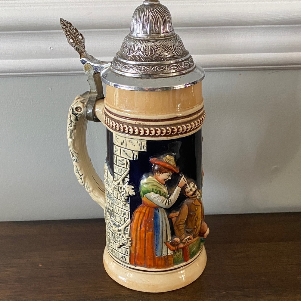 Vintage Ceramic Beer Stein with Lid